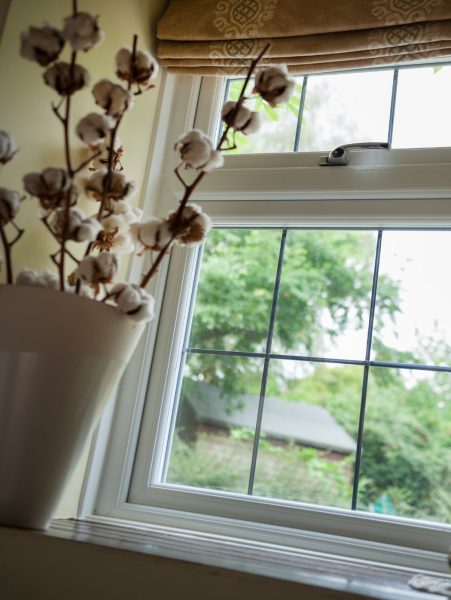 Deceuninck casement window with leaded glass